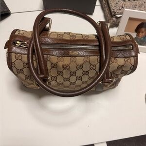 Gucci Tan and Brown Monogram Satchel